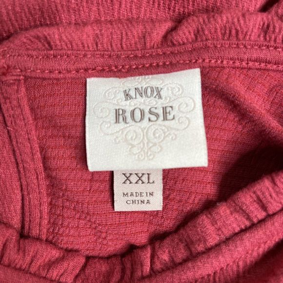 Knox Rose Dress Womens XXL Short Sleeve Babydoll Keyhole Back Dark Red - Picture 3 of 8